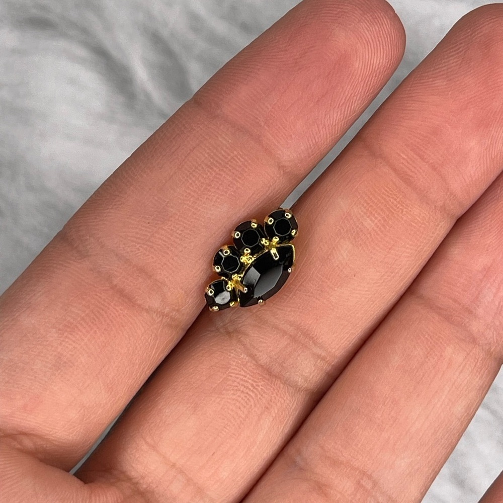 Elegant Vintage Black and Gold Women's Earrings - Picture 3 of 4
